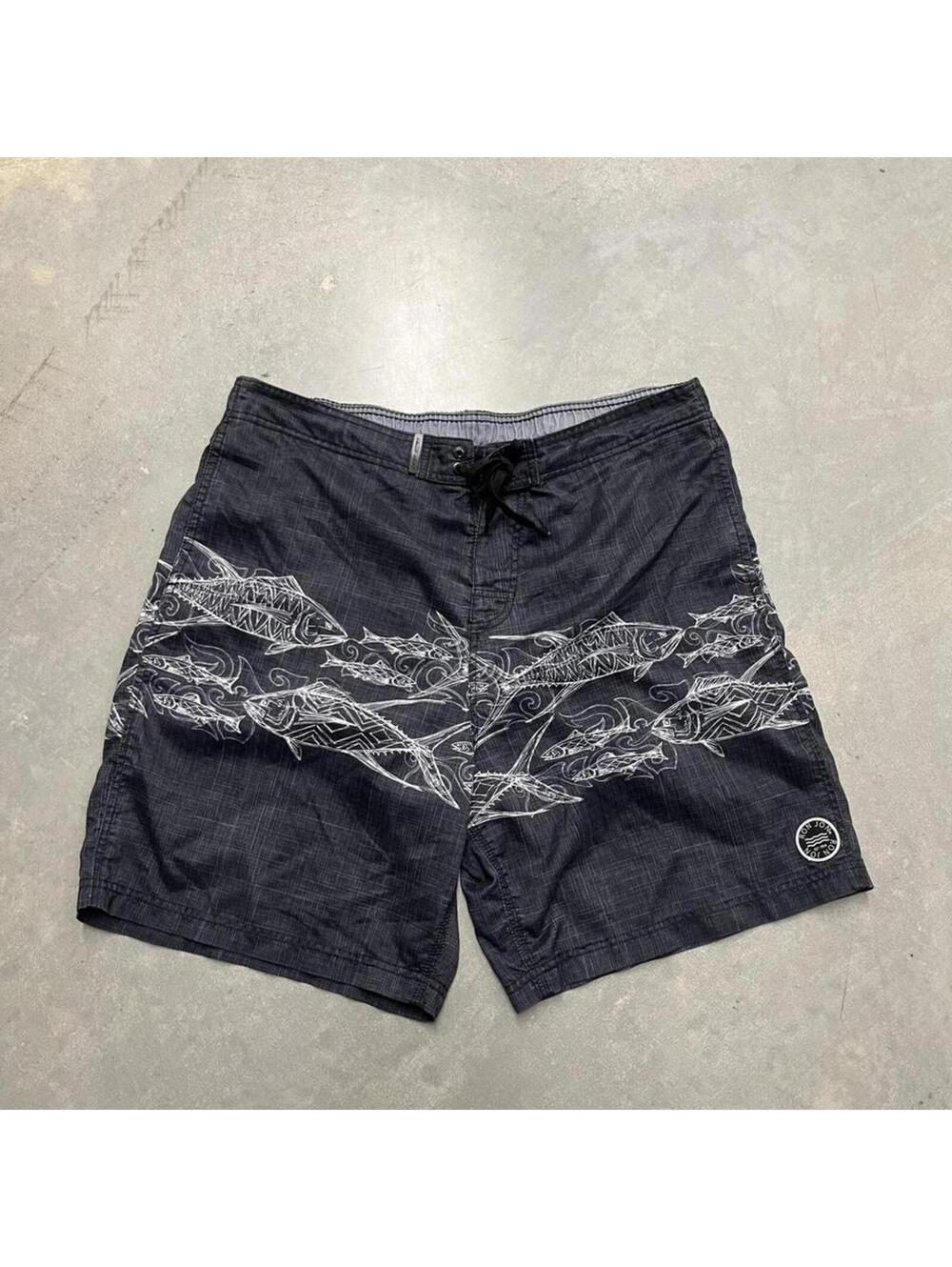 2000s Ron Jon Surf Shop Fish Graphic Board Shorts Mens Swim Trunks